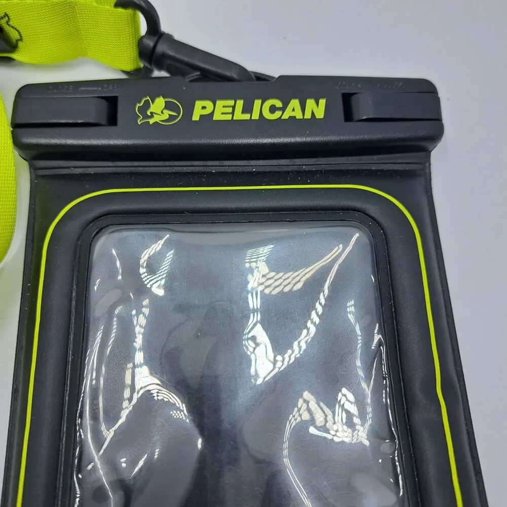Pelican Marine Waterproof Phone Pouch Floating Case IP68 Neon Yellow Lanyard